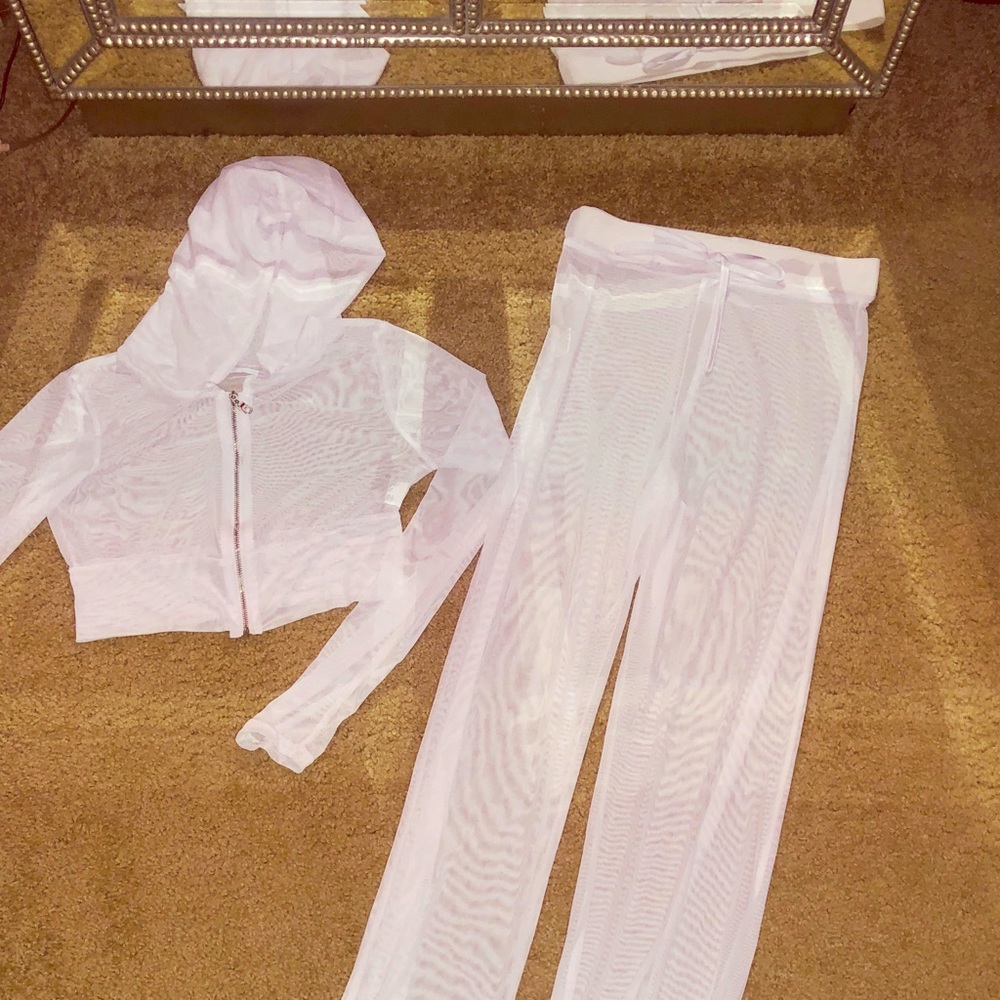 Brand NEW NEVER WORN 2 piece white mesh cover up
